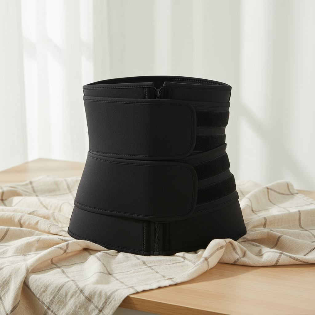 Ceinture de soutien post-partum noire Cocon & Toi, vue produit sur fond neutre